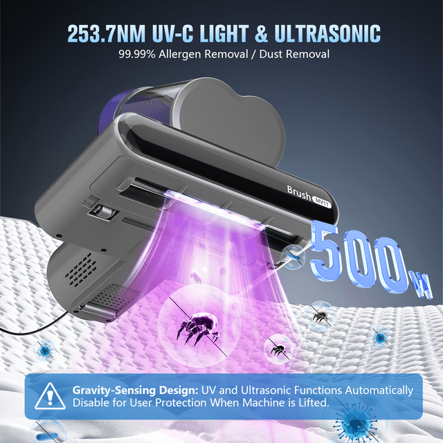 ONSON Powerful 16Kpa Handheld Vacuum: With 3 Filters and UV-C Light, a 2-Speed Option for Thorough Cleaning of Mattresses, Beds, Sofas, Pillows, and Carpets