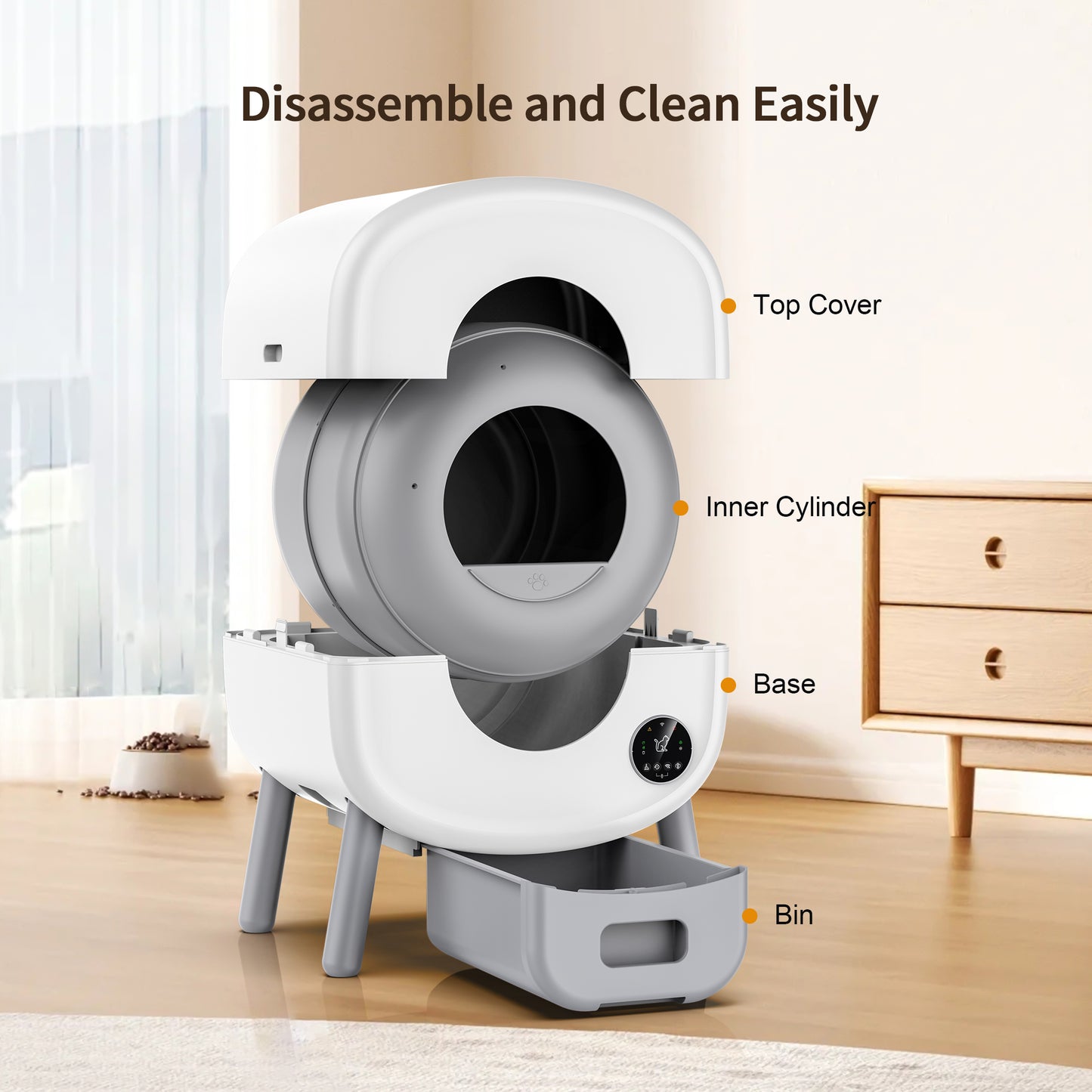 GOOVI Self Cleaning Cat Litter Box Automatic Litter Box with App Control Suitable for Multiple Cats, White