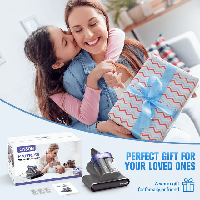 ONSON Powerful 16Kpa Handheld Vacuum: With 3 Filters and UV-C Light, a 2-Speed Option for Thorough Cleaning of Mattresses, Beds, Sofas, Pillows, and Carpets