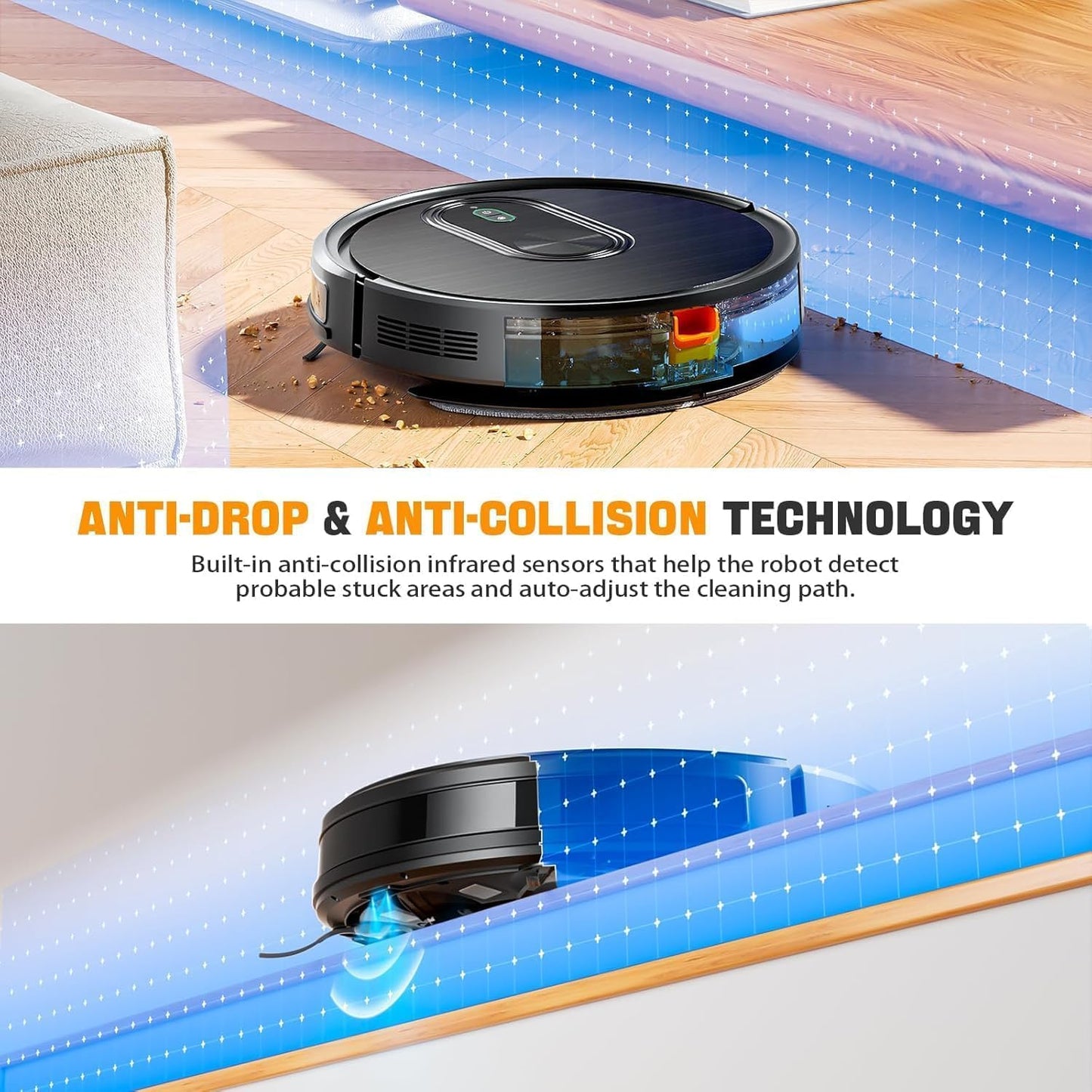 GOOVI Robot Vacuum and Mop Combo, 2 in 1 Mopping Robotic Vacuum with Schedule, App/Bluetooth/Voice, Max Suction 3200Pa, Self-Charging Robot Vacuum Cleaner