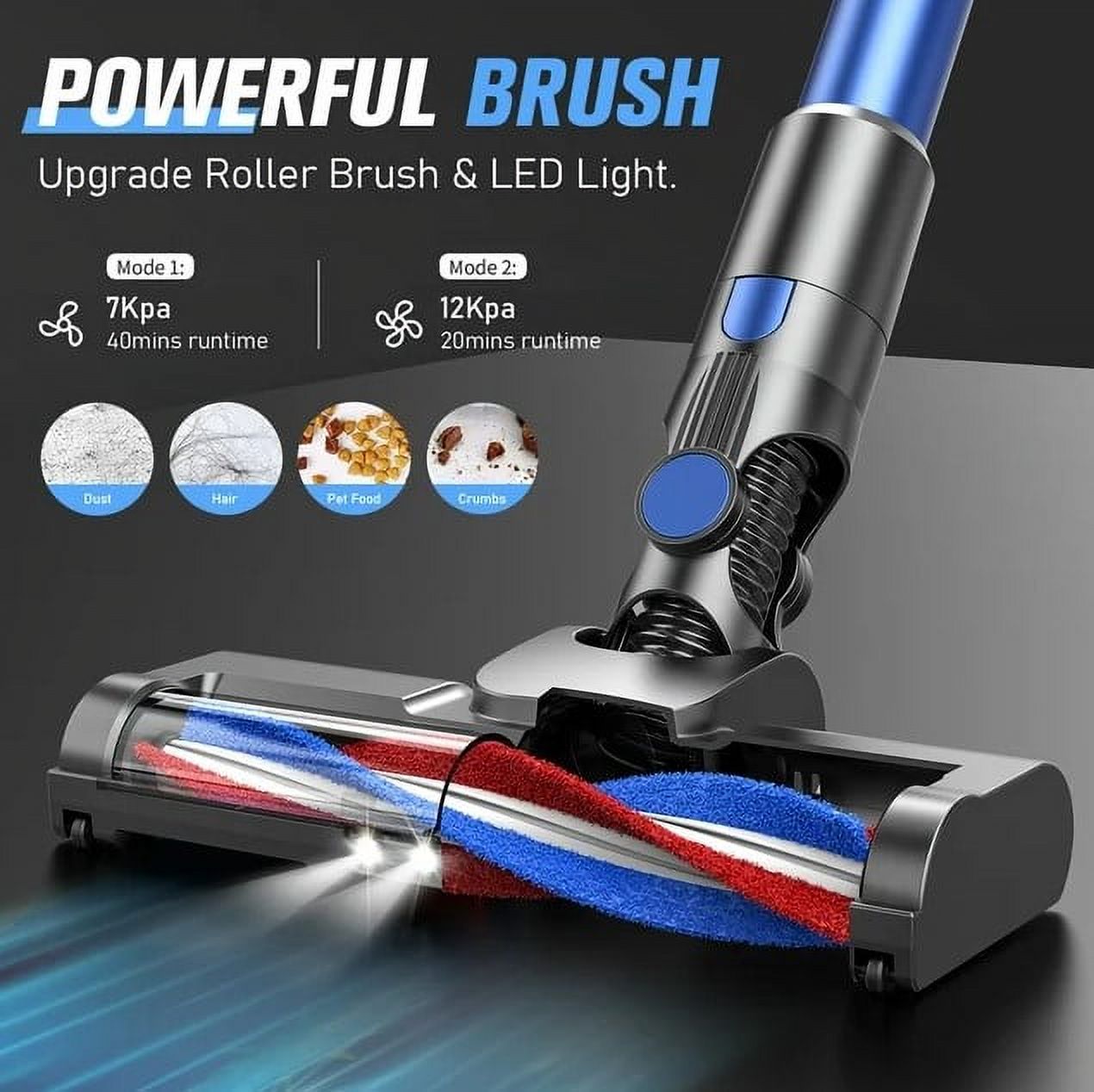 Bossdan Cordless Stick Vacuum Cleaner, Powerful Suction Lightweight Vacuum Cleaner for Hard Floor