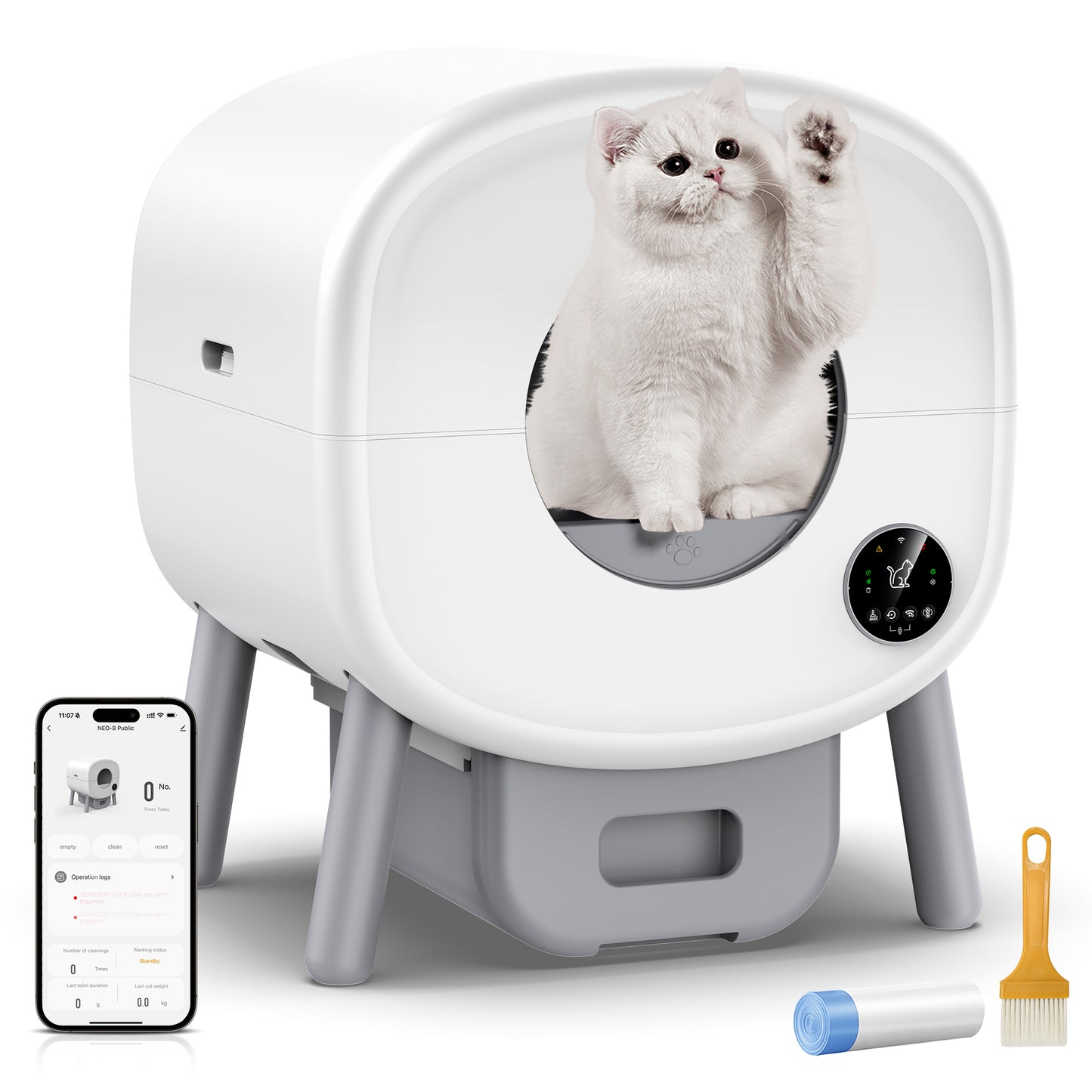 GOOVI Self Cleaning Cat Litter Box Automatic Litter Box with App Control Suitable for Multiple Cats, White