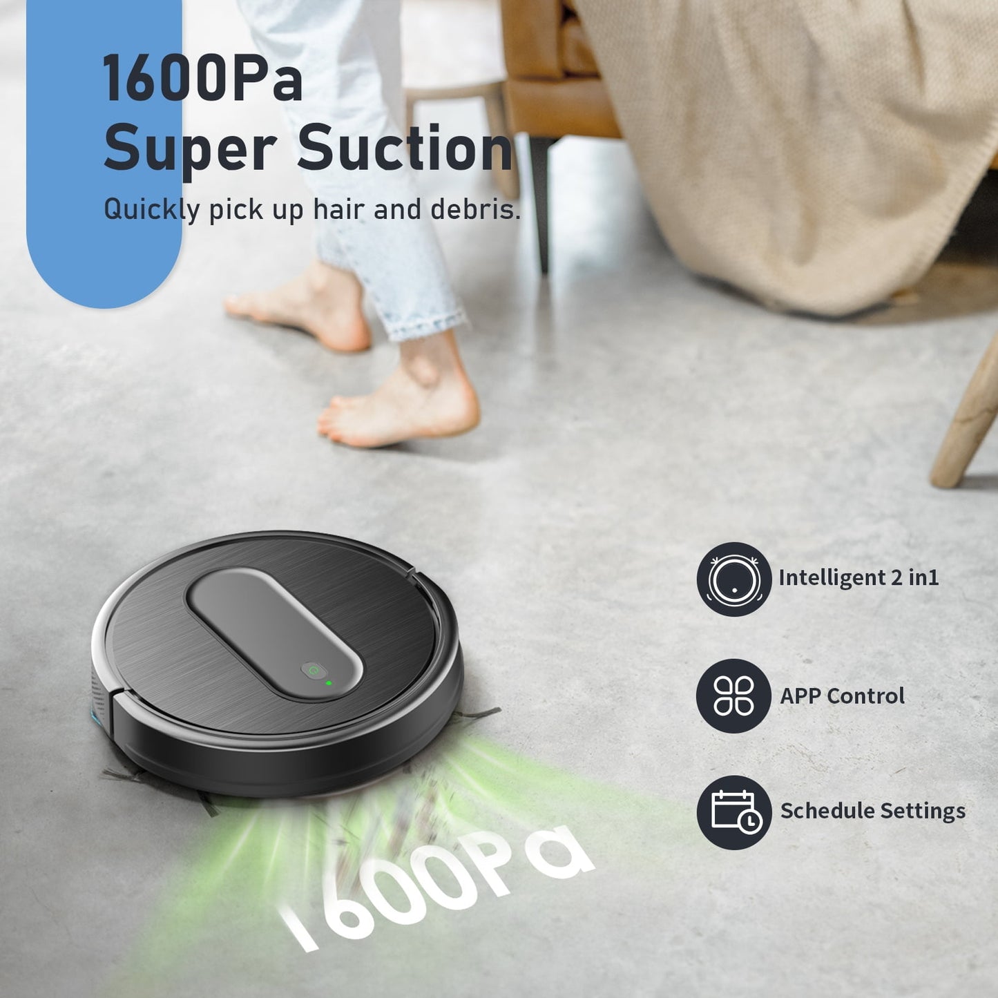 ONSON Robot Vacuum Cleaner,2 in 1 Robot Vacumm Mop Combo, With Alexa/WiFi/App Connection,for Pet Hair,Hard Floor