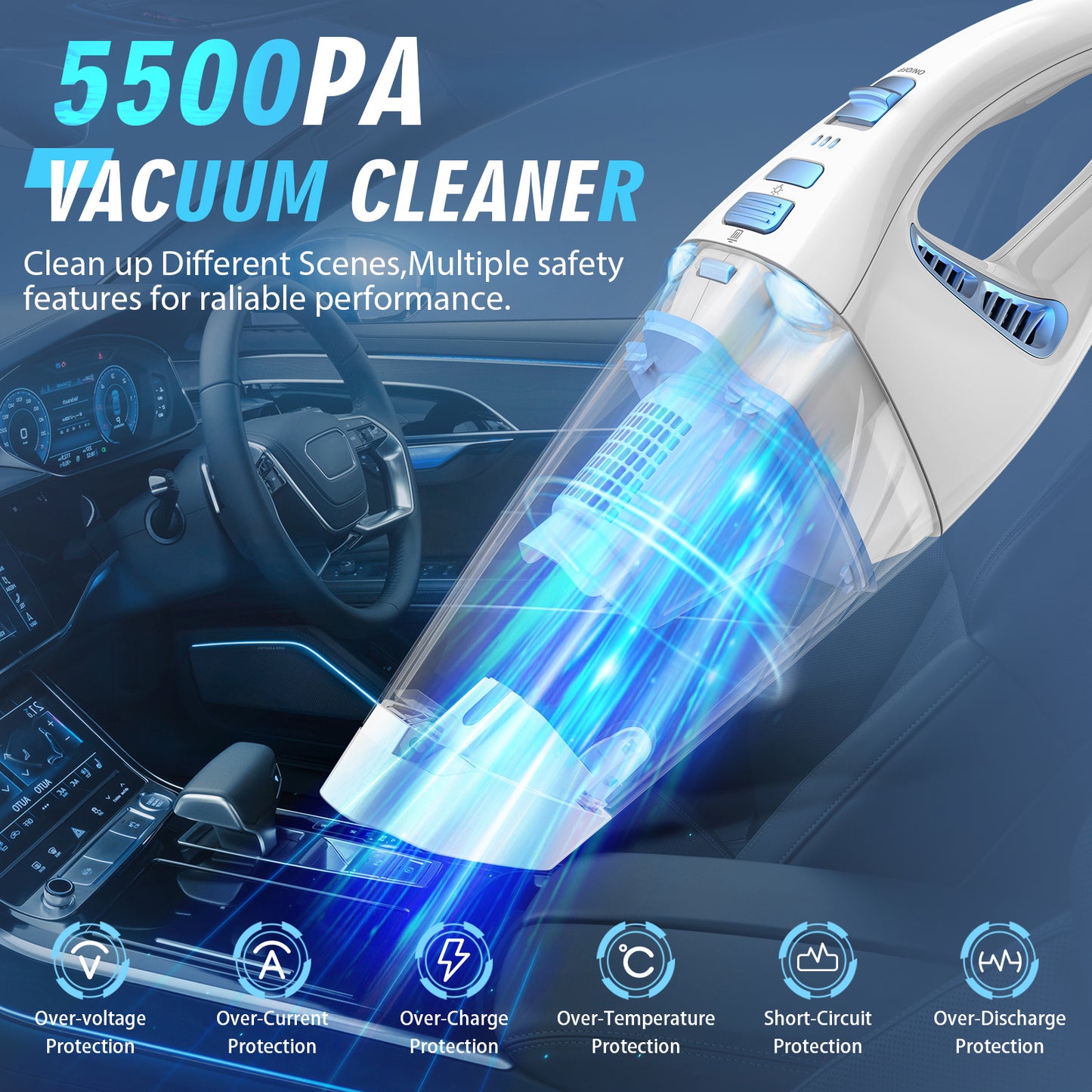 Bossdan Handheld Vacuum Cordless, Mini Car Hand Held Vacuum with Powerful Suction, Portable Hand Vacuum Cleaner