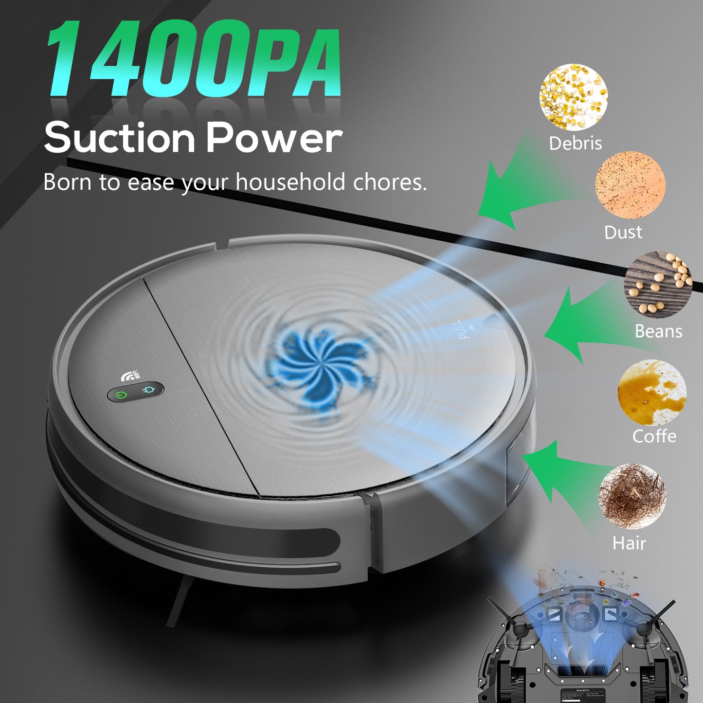 ONSON Robot Vacuum Cleaner, Robot Vacuum and Mop Combo with WIFI / Alexa for Pet Hair and Hard Floor