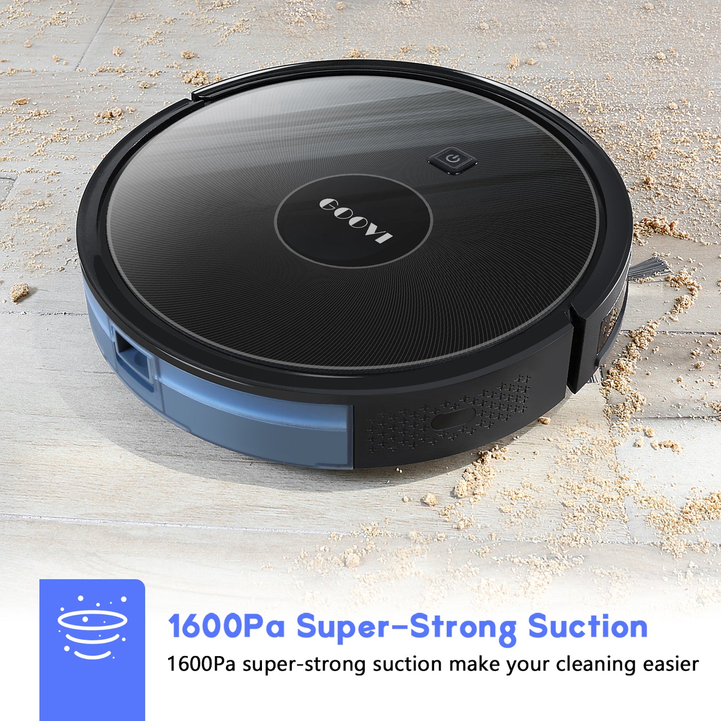 GOOVI Robot Vacuum, 1600Pa Suction Robotic Vacuum Cleaner, Slim, Ideal for Hard Floor, Pet Hair, Carpet