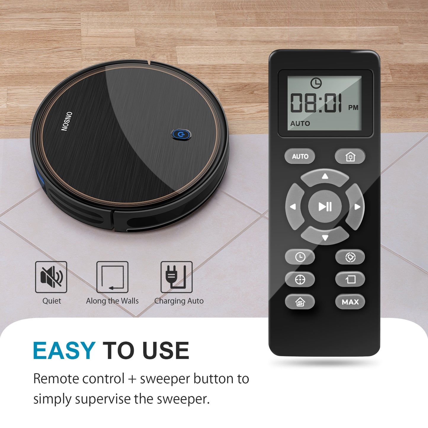 ONSON Robot Vacuum, 2100Pa Robotic Vacuum Cleaner With Boundary Strips