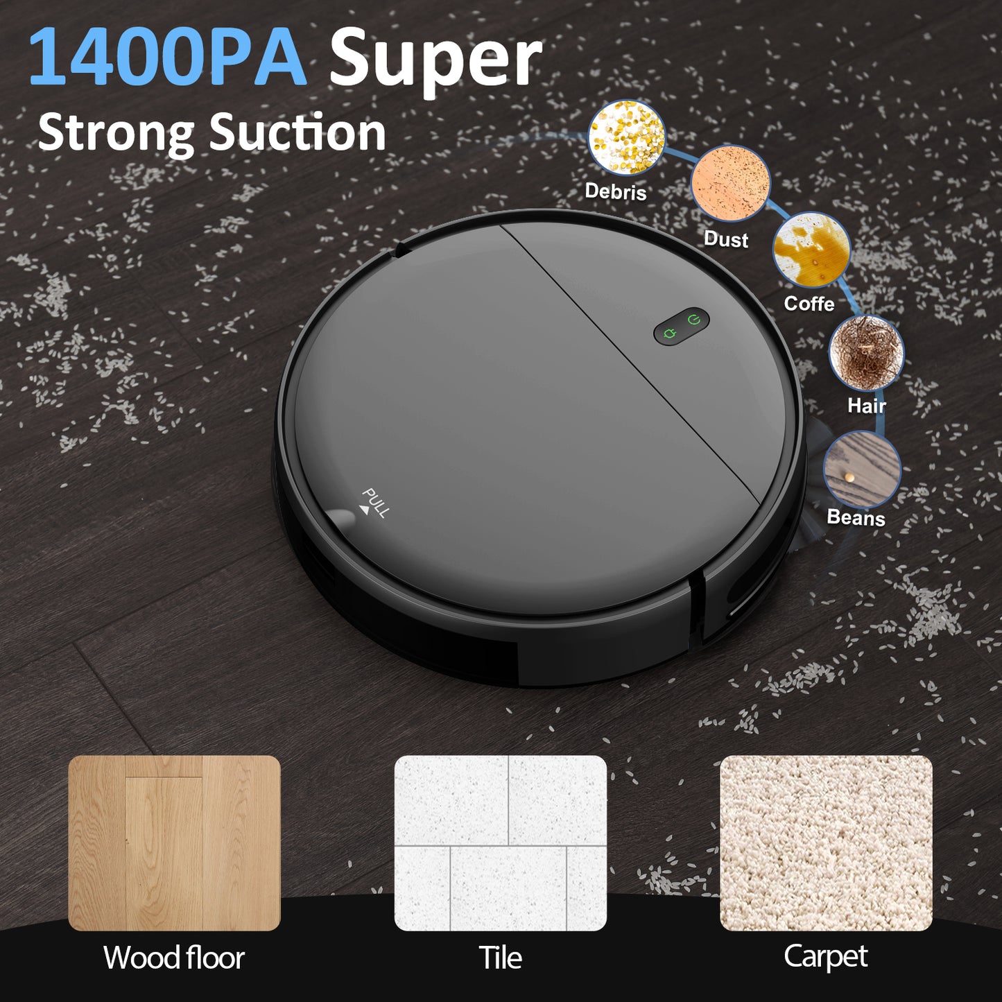 ONSON Robot Vacuum Mop Combo WiFi/App/Alexa Robotic Vacuum Cleaner - Black