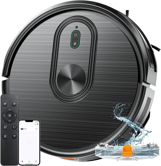 GOOVI Robot Vacuum and Mop Combo, 2 in 1 Mopping Robotic Vacuum with Schedule, App/Bluetooth/Voice, Max Suction 3200Pa, Self-Charging Robot Vacuum Cleaner
