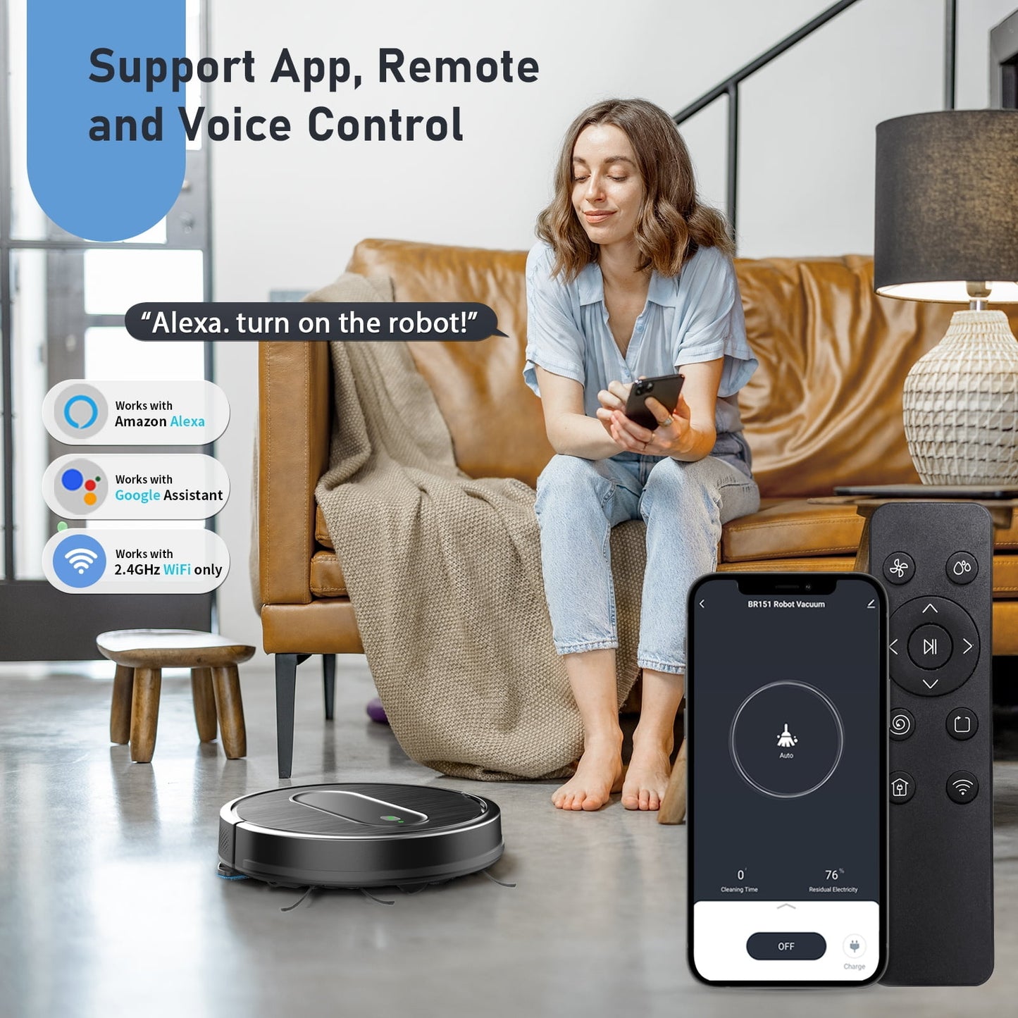 ONSON Robot Vacuum Cleaner,2 in 1 Robot Vacumm Mop Combo, With Alexa/WiFi/App Connection,for Pet Hair，Hard Floor