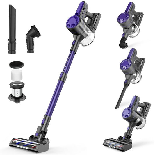 Bossdan Vacuum Cleaner, 4 in 1 Cordless Stick Vacuum Cleaner with Powerful Suction for Hardwood - Purple