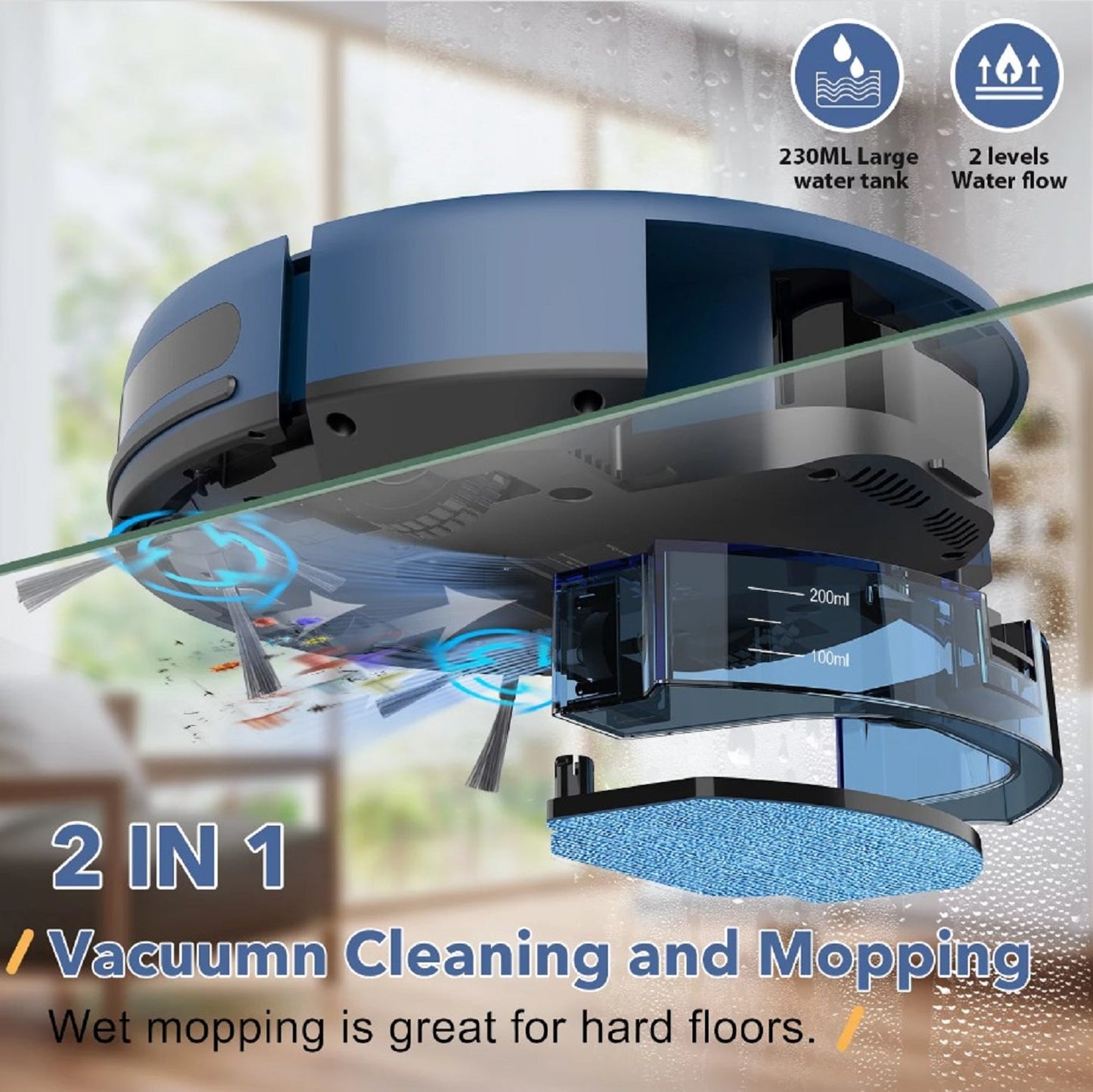 ONSON Robot Vacuum Cleaner, Robot Vacuum and Mop Combo with WIFI/Alexa for Pet Hair and Hard Floor 01